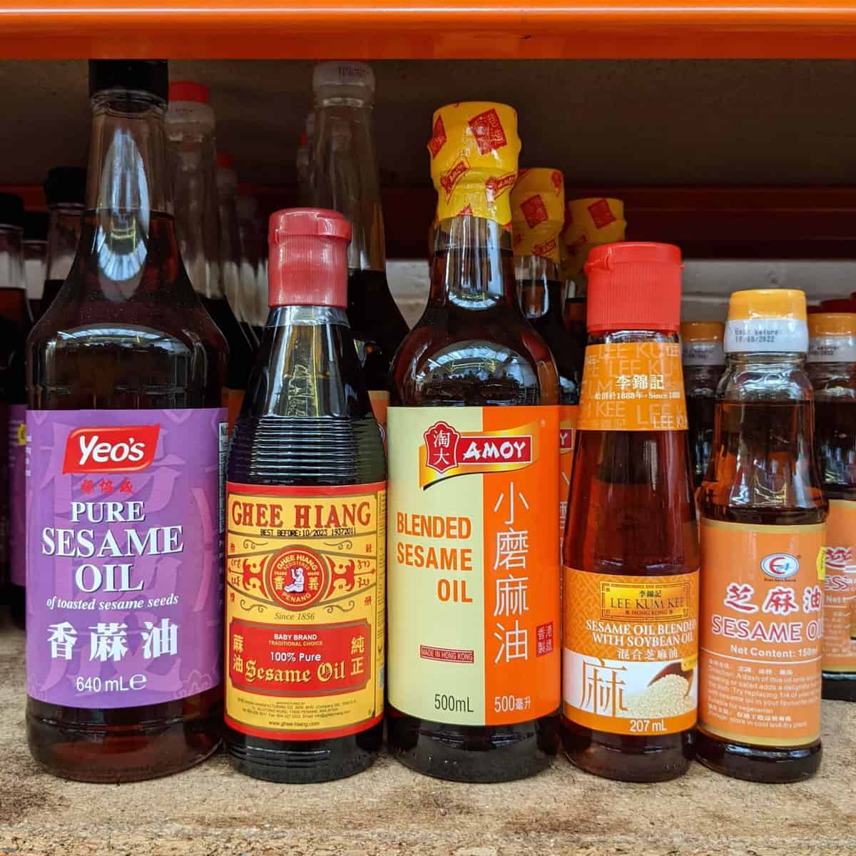 five bottles of sesame oil