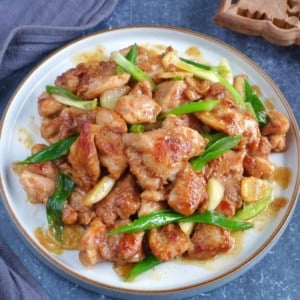 Sha Cha chicken on a plate.