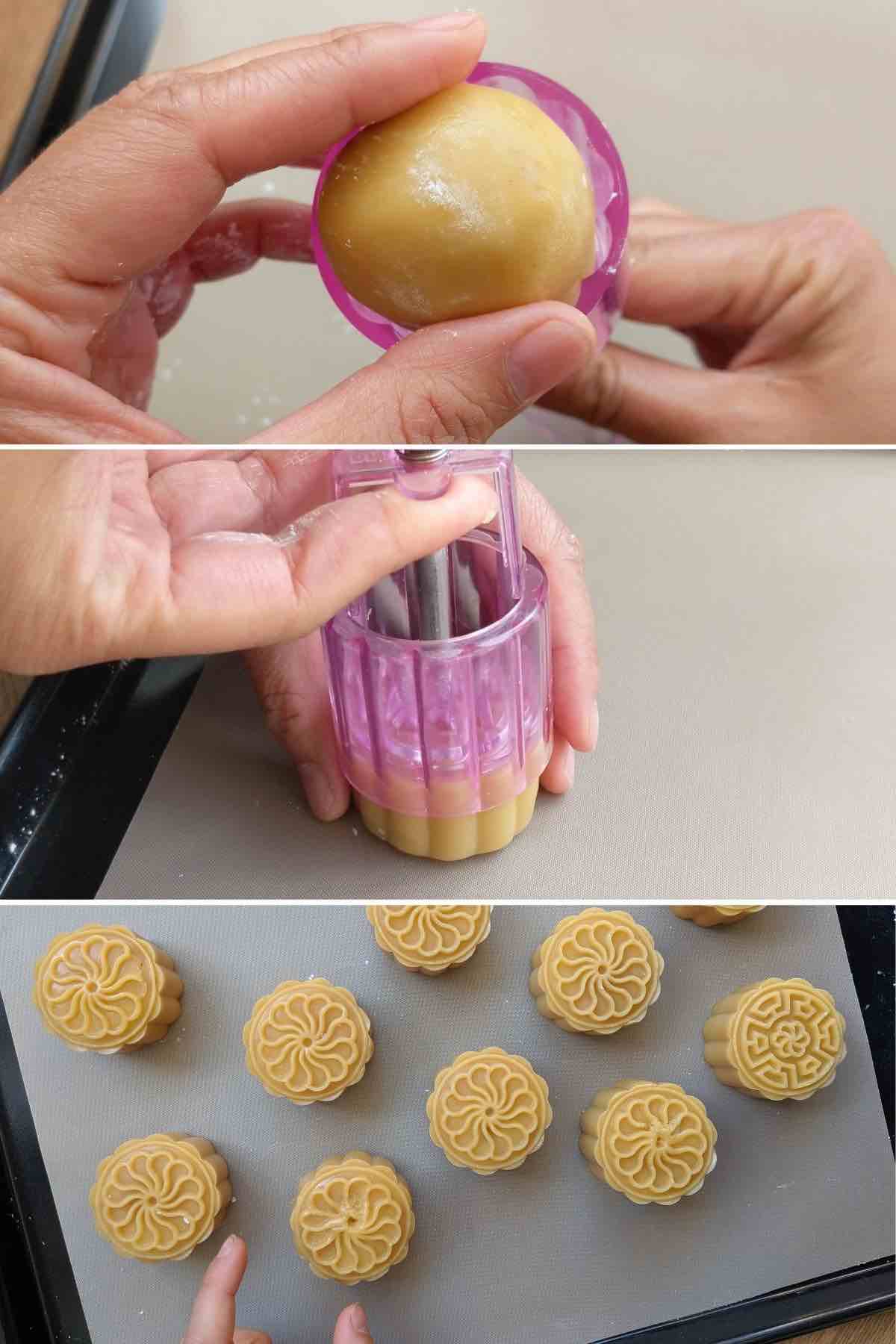 molding mooncakes.