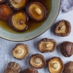 dried shiitake mushrooms and rehydrated ones.