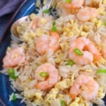 shrimp fried rice on a plate.