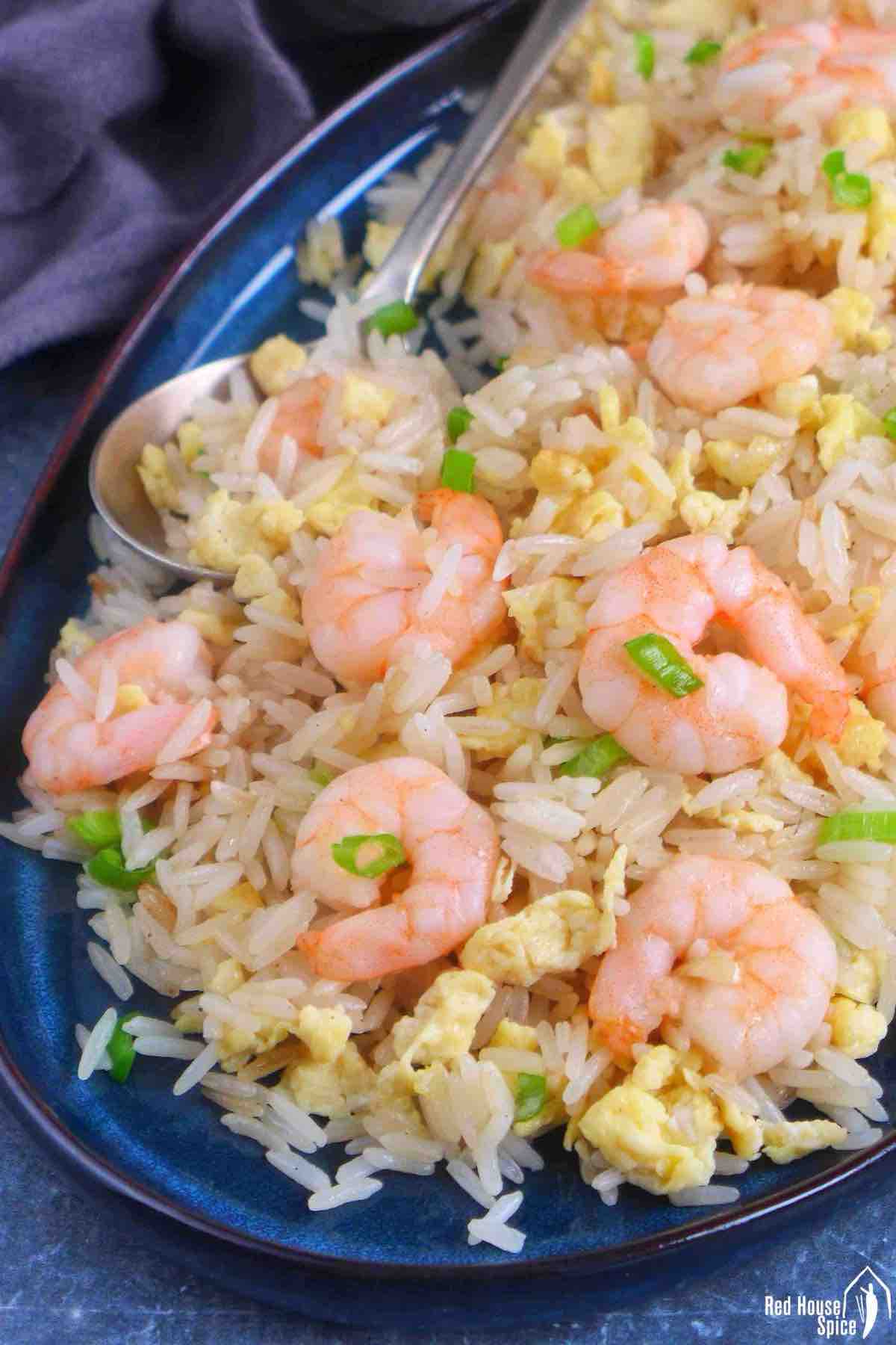 fried rice with egg and shrimp.