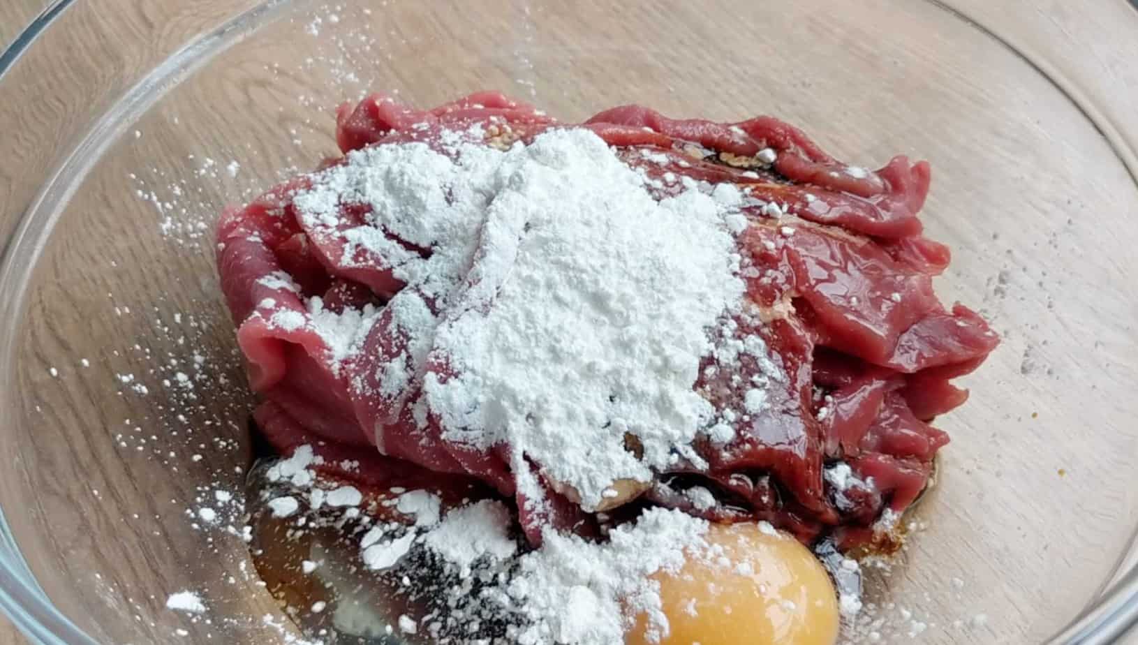 Beef with marinate ingredients