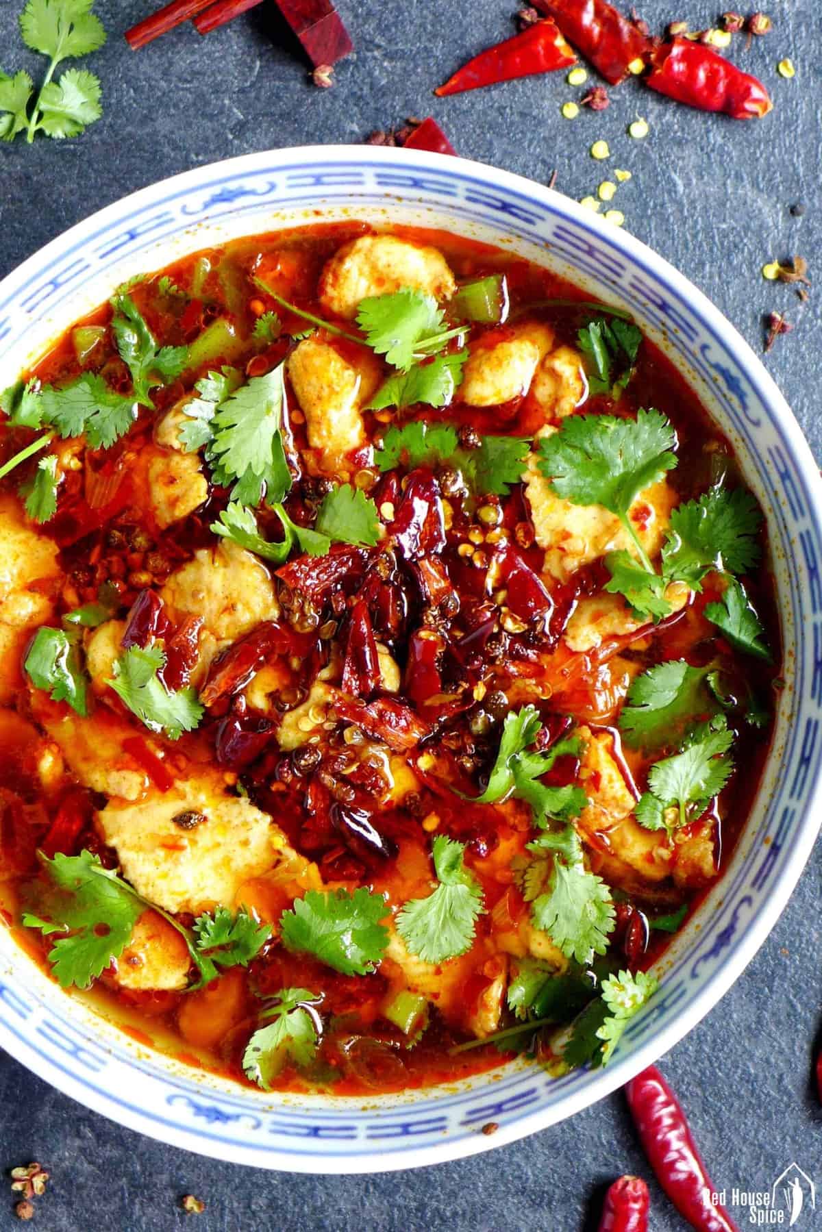 a bowl of Sichuan boiled fish