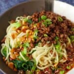 a bowl of Sichuan dan dan noodles.