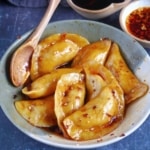 Sichuan dumplings in a bowl.