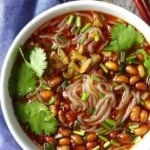 Suan La Fen with overlay text that says Hot and sour noodle soup.