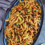 Sichuan Shredded Pork with garlic sauce on a plate.