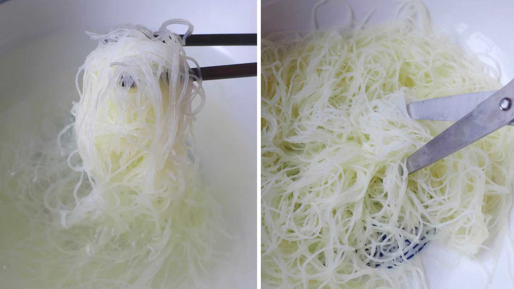 soak and cut rice vermicelli