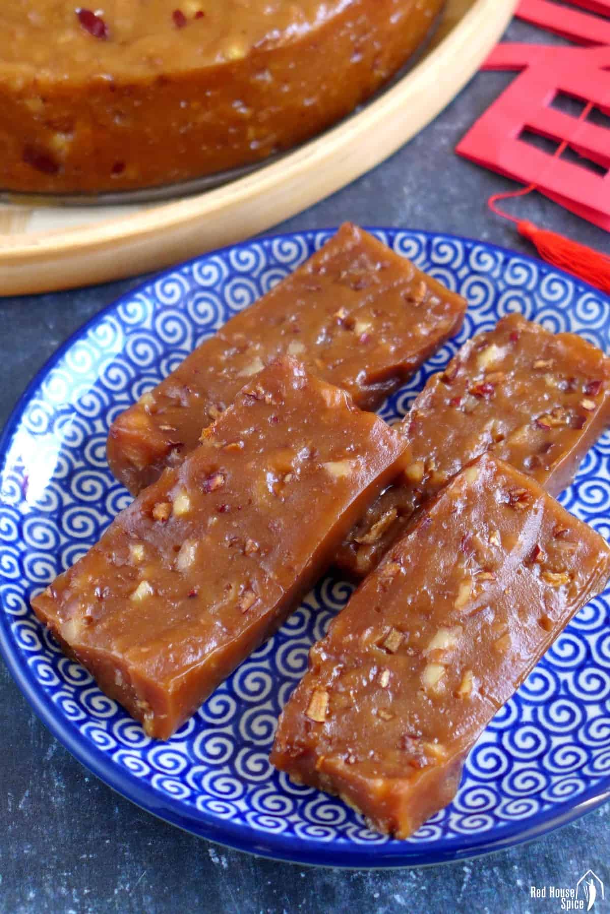 Sliced Chinese New Year cake