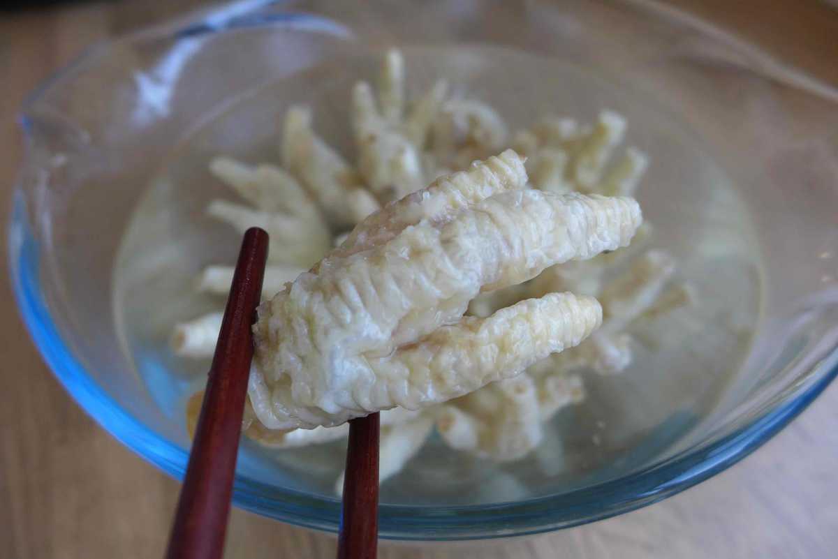 soaked chicken feet