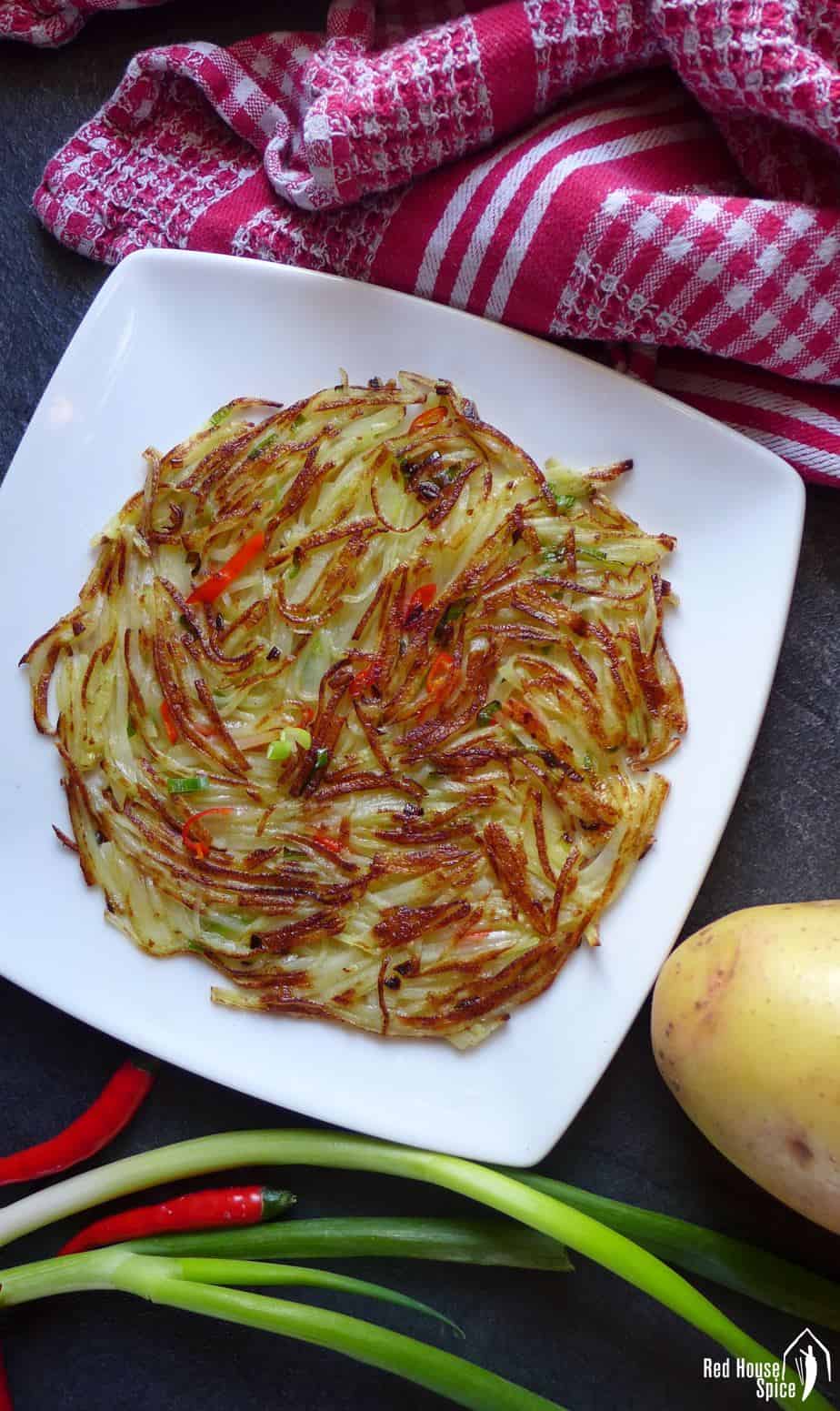 A potato pancake on a plate