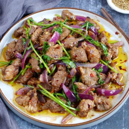 Chinese cumin lamb stir-fry.