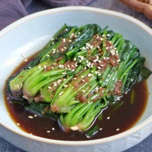 spinach salad with a ginger soy dressing.