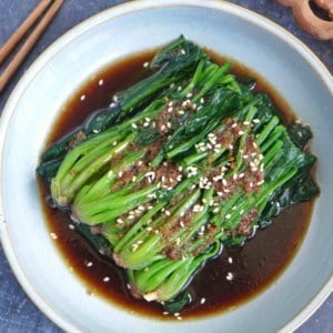spinach salad with a ginger soy dressing.