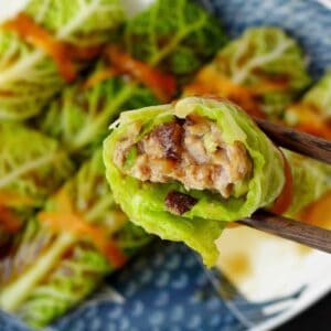 A cabbage roll filled with minced meat