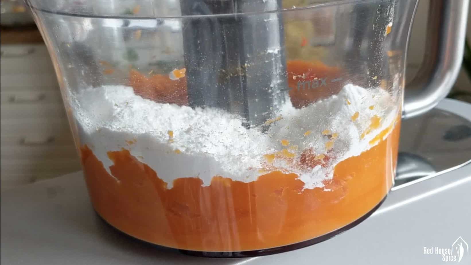 butternut squash puree and glutinous rice flour in a food processor