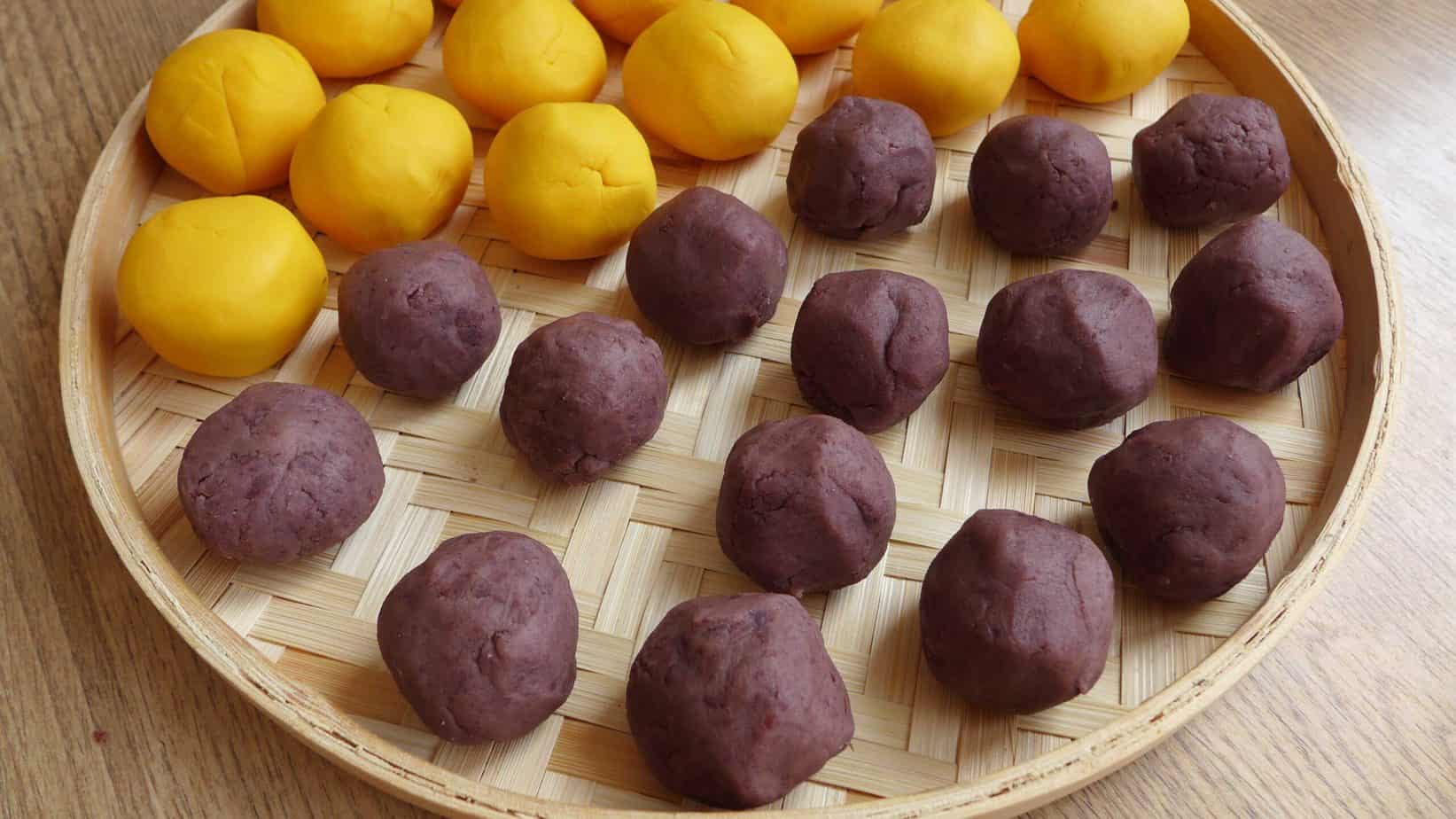 Red bean paste rolled into balls