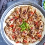 a plate of steamed ribs with fermented black beans and chili pepper.