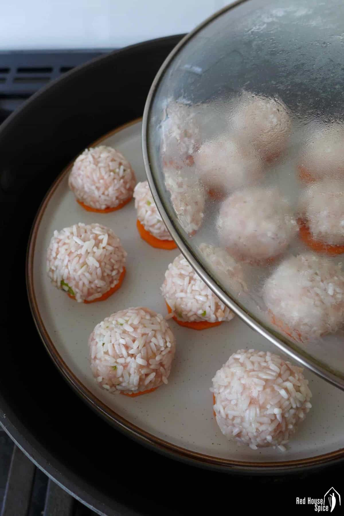 meatballs in a steamer
