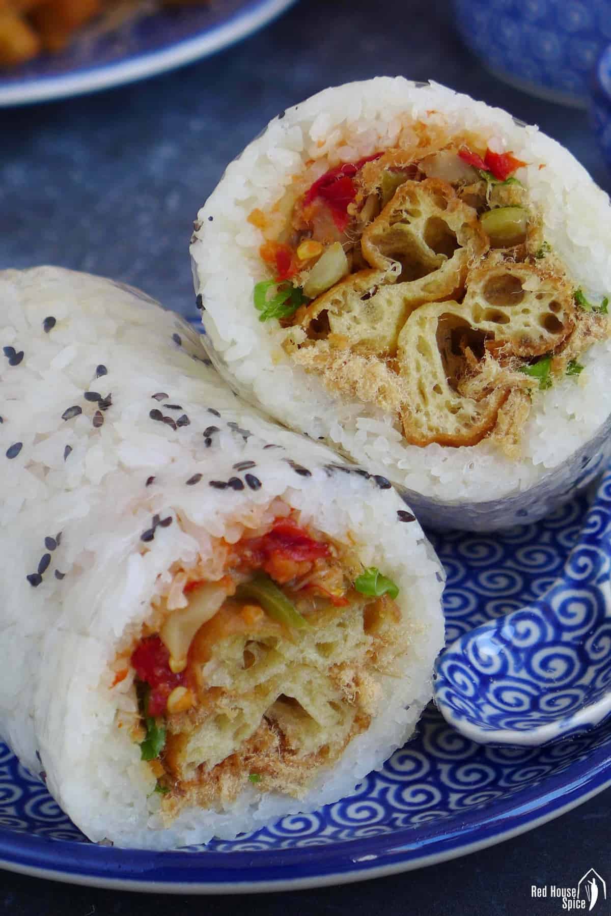 One Fan Tuan cu.t open showing the fillings