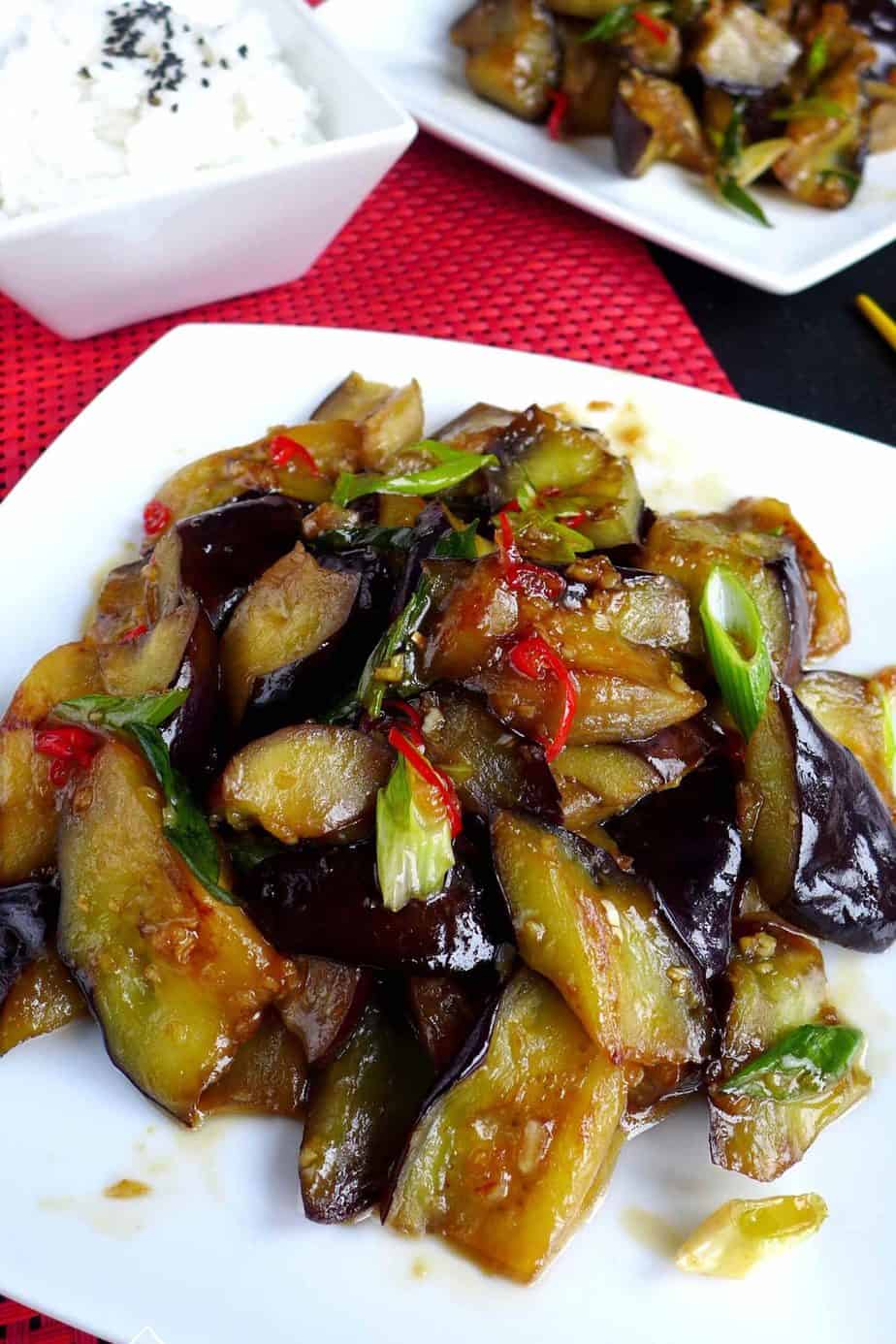 Aubergine with plum sauce