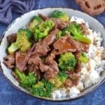 beef and broccoli stir-fry over steamed rice.