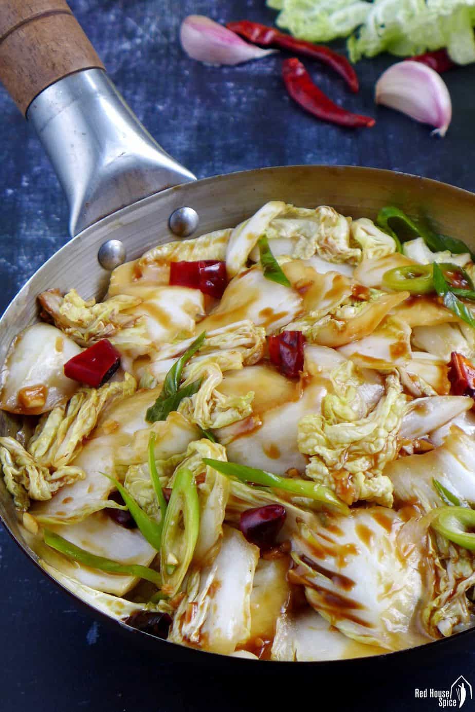 Stir-fried napa cabbage with hot & sour sauce