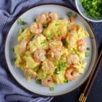 A plate of shrimp and egg stir-fry