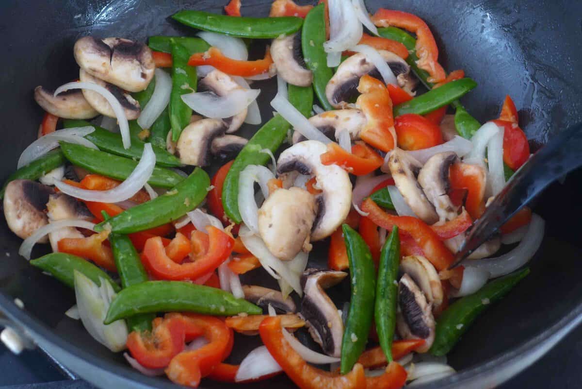 stir-frying vegetables.