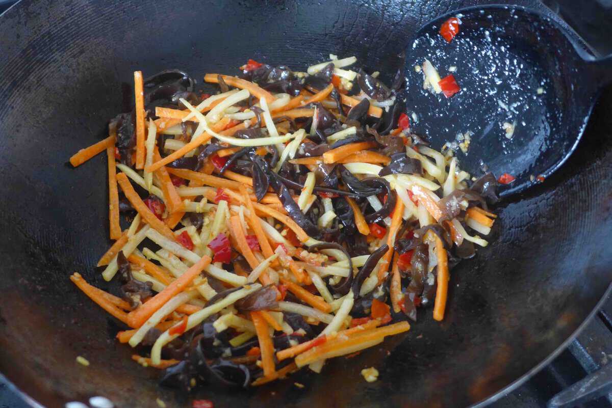 stir-frying vegetables.