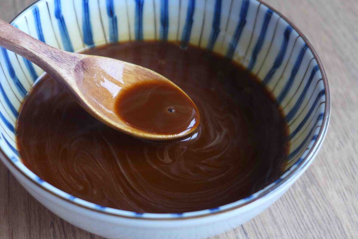 mixing sauce.