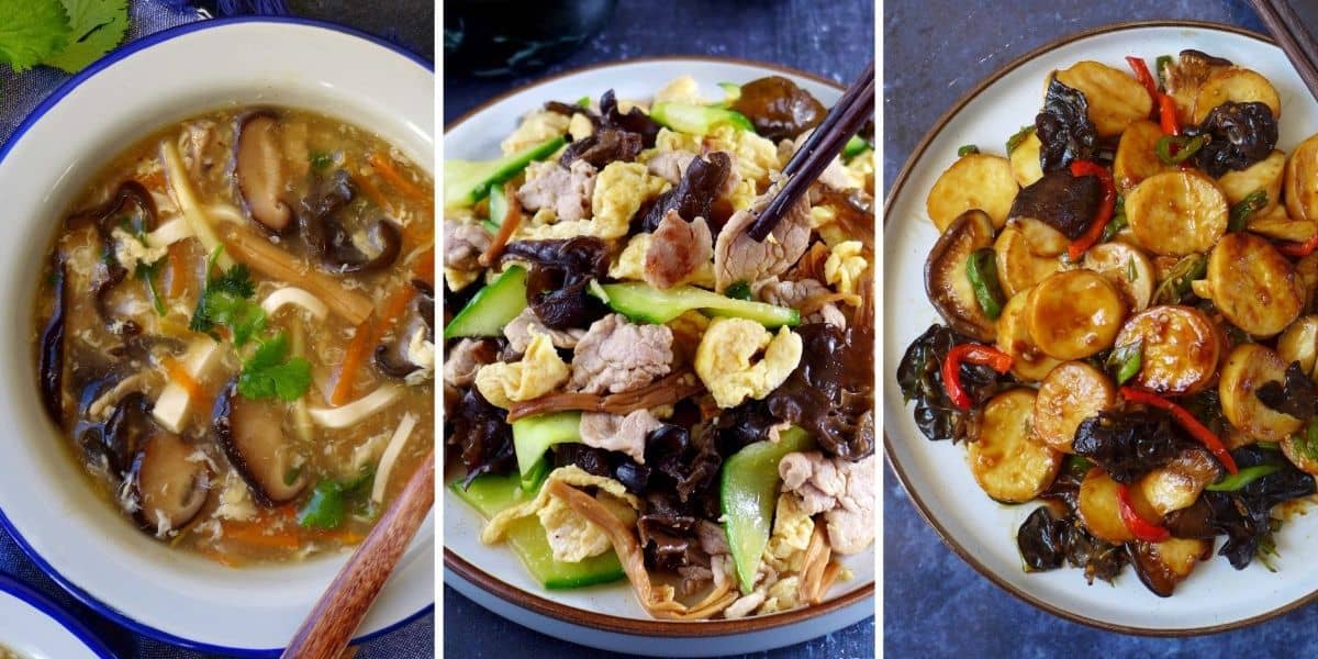 Three dishes using wood ear mushrooms