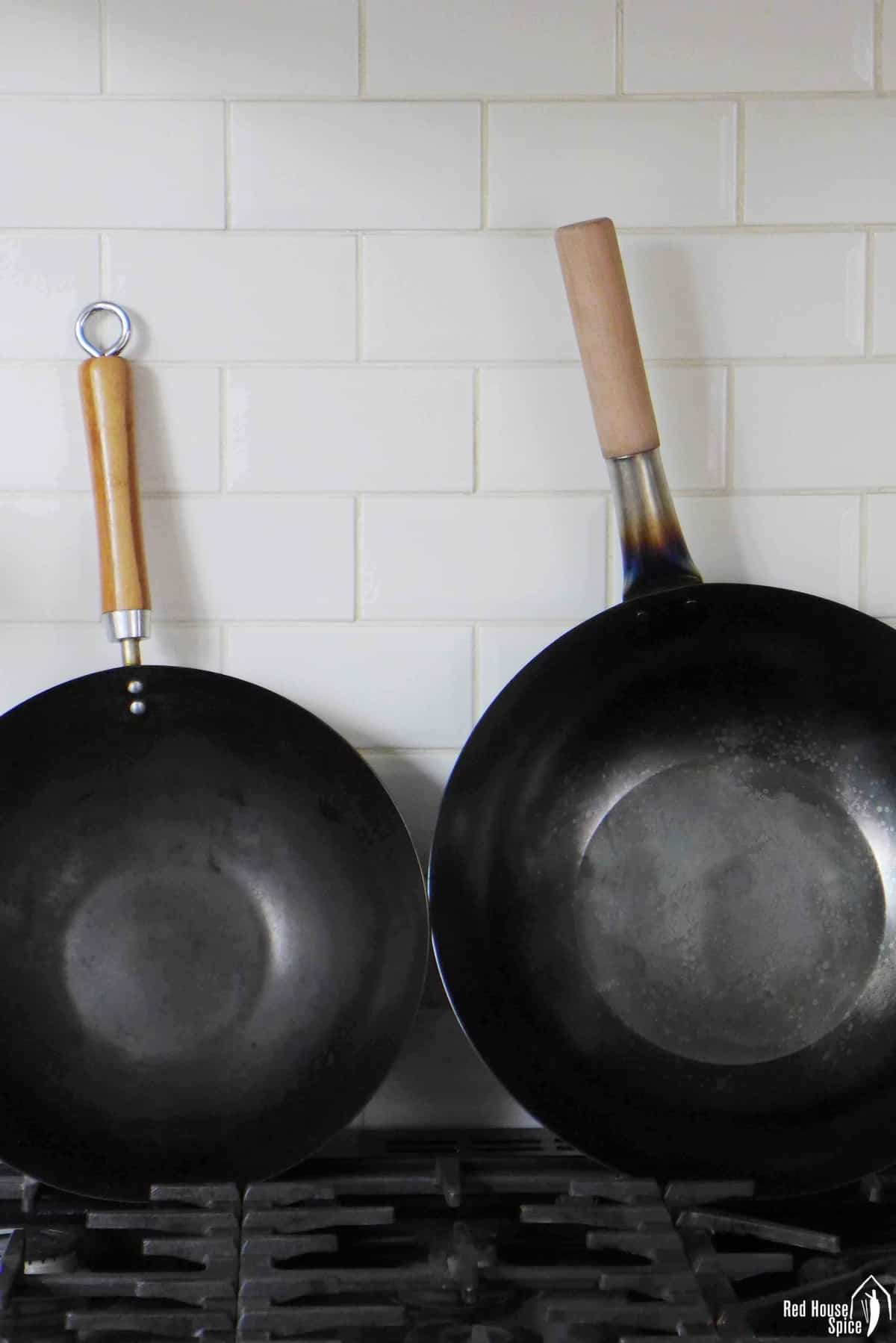 two Chinese woks