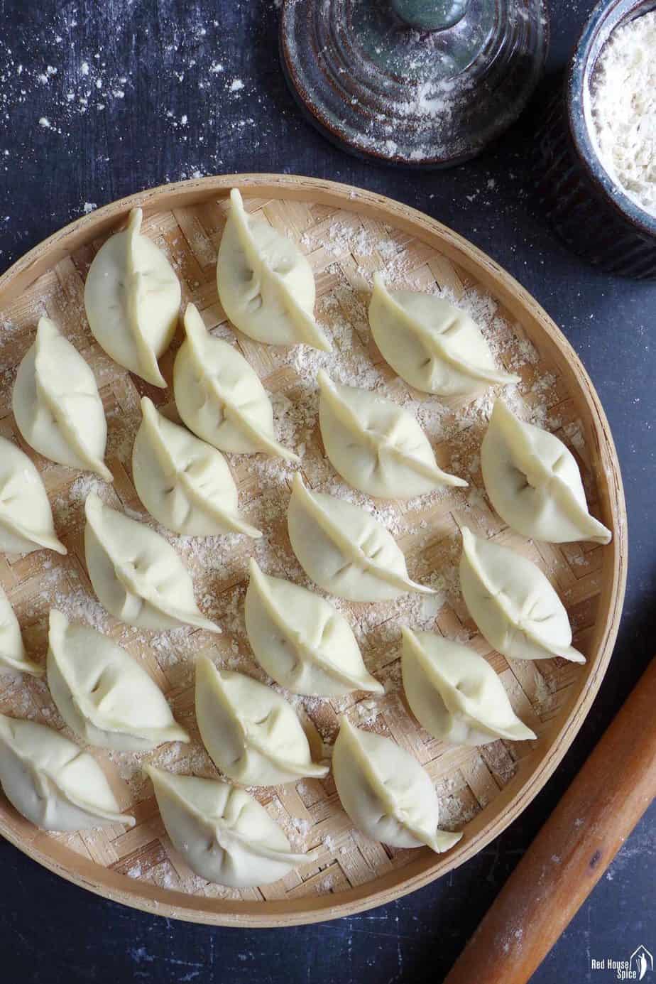 uncooked Chinese dumplings