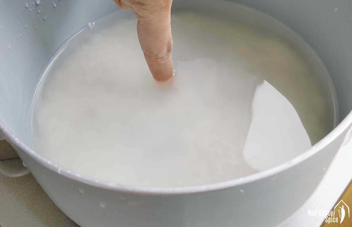 measuring water with a finger