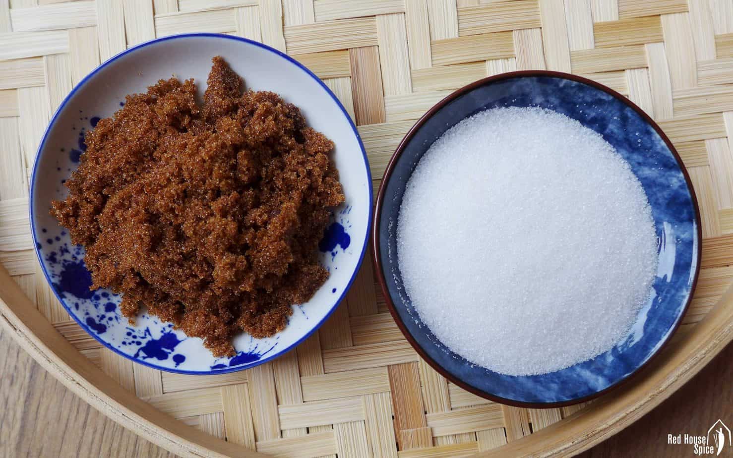 White sugar and dark brown sugar