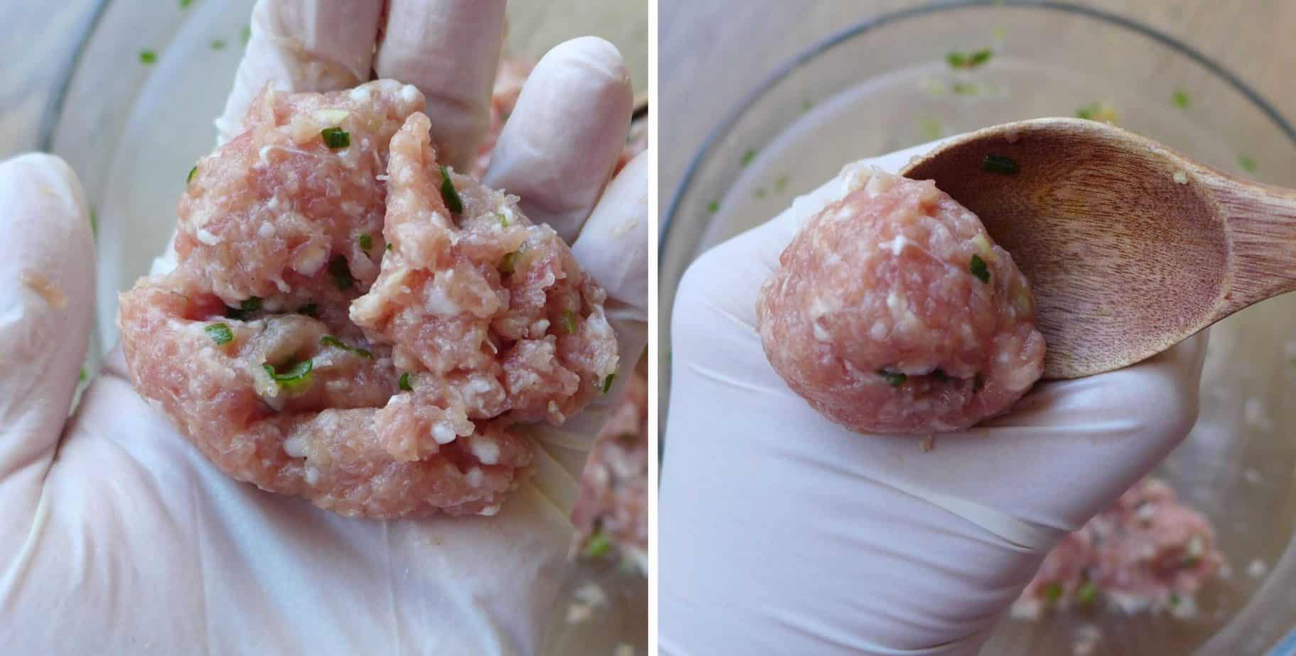 Shaping meatball with hand